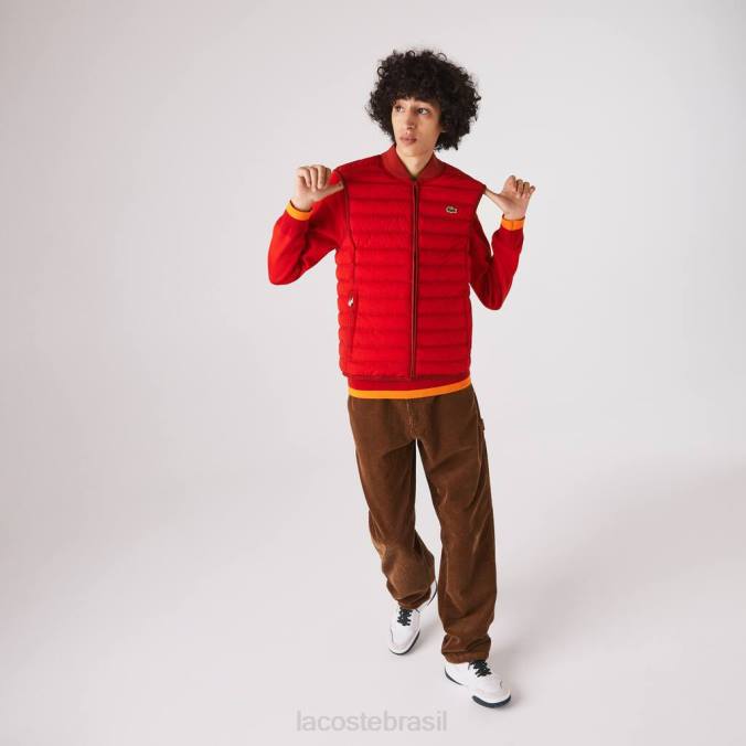 Lacoste homens casaco leve dobrável e resistente à água vermelho P2PX1288 roupas