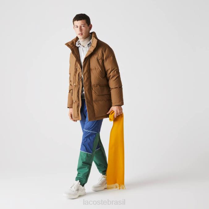 Lacoste homens casaco longo com capuz destacável marrom P2PX1318 roupas