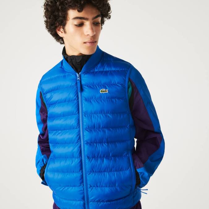 Lacoste homens colete acolchoado repelente de água azul P2PX1251 roupas