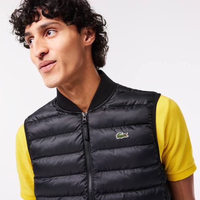 Lacoste homens colete acolchoado repelente de água preto P2PX1252 roupas