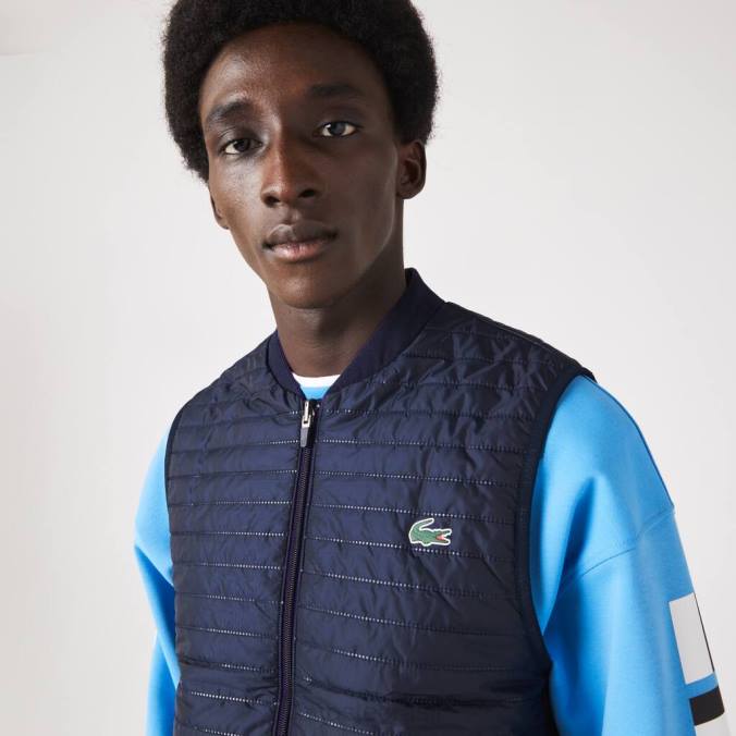 Lacoste homens colete esportivo acolchoado reversível roxo/azul marinho P2PX386 roupas