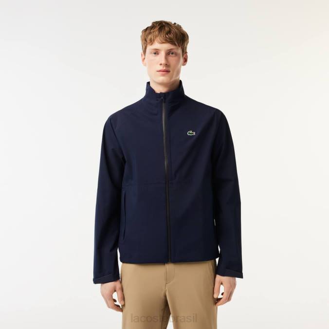 Lacoste homens corta-vento impermeável para golfe com fecho zip azul-marinho P2PX394 roupas
