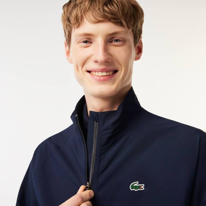 Lacoste homens corta-vento impermeável para golfe com fecho zip azul-marinho P2PX394 roupas