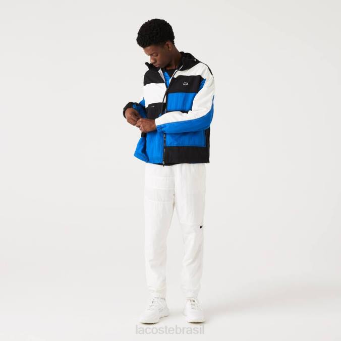 Lacoste homens jaqueta com efeito patchwork preto/azul/branco P2PX1248 roupas