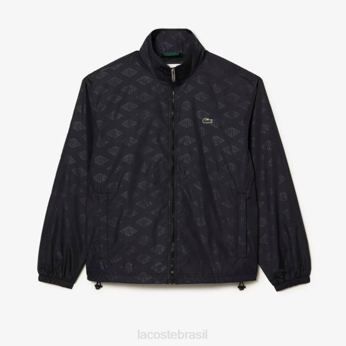 Lacoste homens jaqueta com estampa monogramada preto P2PX377 roupas