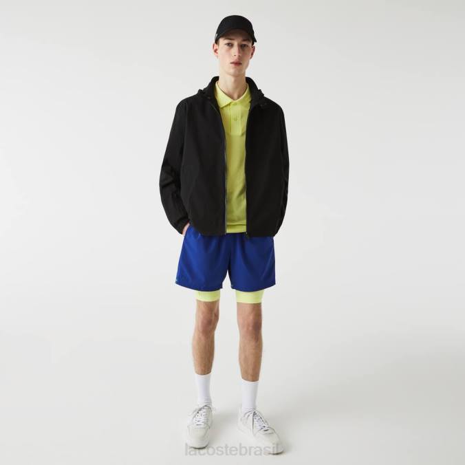 Lacoste homens jaqueta curta com zíper resistente à água preto P2PX1314 roupas