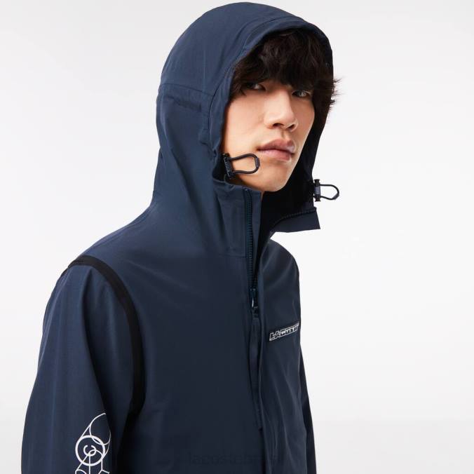 Lacoste homens jaqueta curta de poliamida reciclada azul P2PX10 roupas