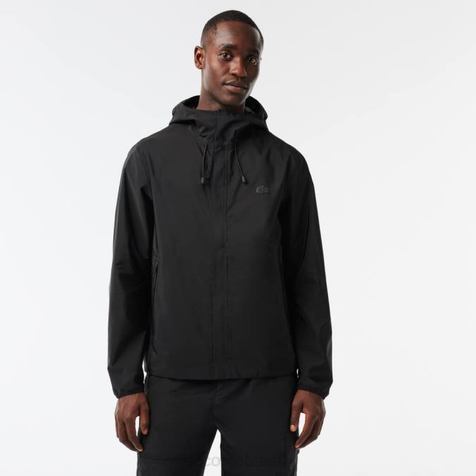 Lacoste homens jaqueta curta impermeável preto P2PX388 roupas