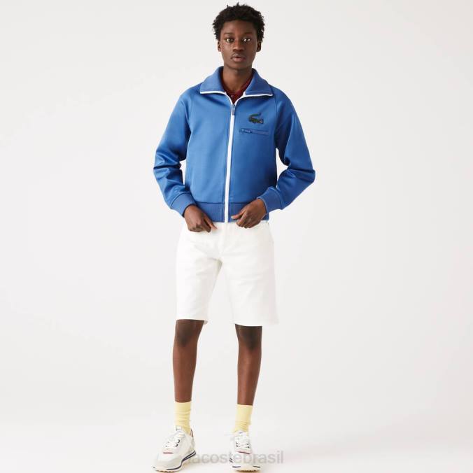 Lacoste homens jaqueta de crocodilo com gola alta e zíper azul P2PX1203 roupas