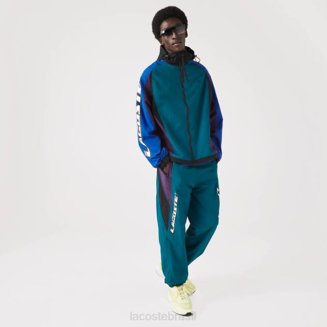 Lacoste homens jaqueta de náilon color block tradicional verde/azul/roxo/preto P2PX1239 roupas
