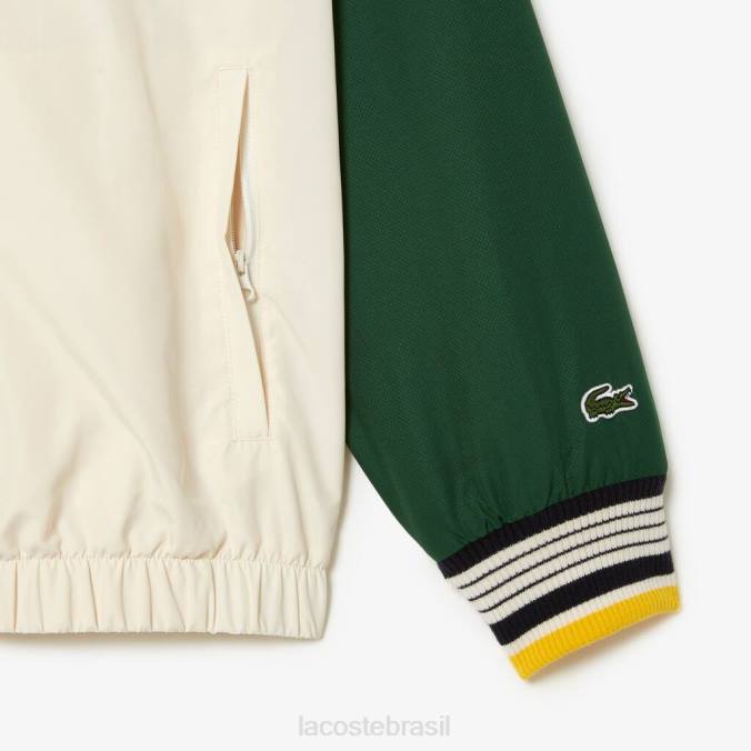 Lacoste homens jaqueta de poliéster reciclado Branco Verde P2PX391 roupas
