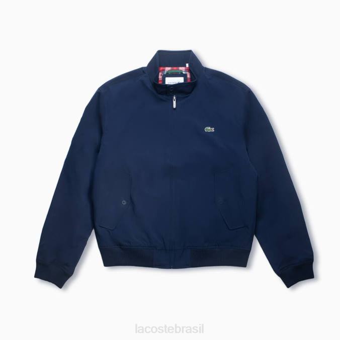 Lacoste homens jaqueta de sarja leve hidrorrepelente azul-marinho P2PX405 roupas