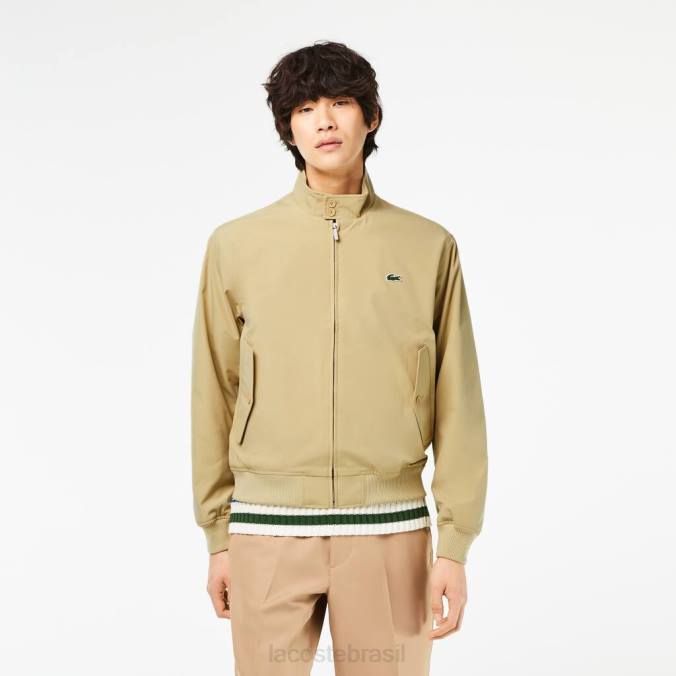 Lacoste homens jaqueta de sarja leve hidrorrepelente bege P2PX404 roupas