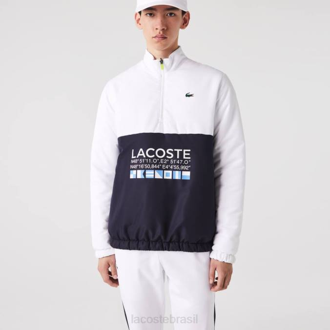 Lacoste homens jaqueta de tênis esportiva reversível e hidrorrepelente branco/azul marinho P2PX1237 roupas