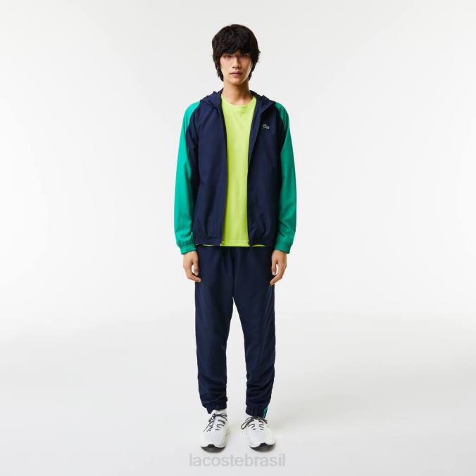 Lacoste homens jaqueta esportiva color block de tênis azul marinho/verde P2PX1275 roupas