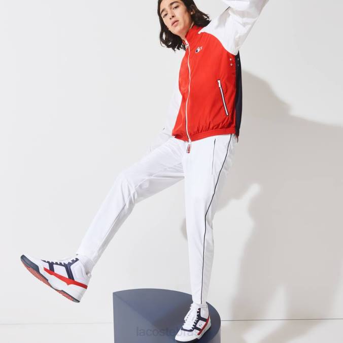 Lacoste homens jaqueta esportiva com zíper resistente à água edição francesa sporting spirit vermelho/branco/azul marinho P2PX1287 roupas