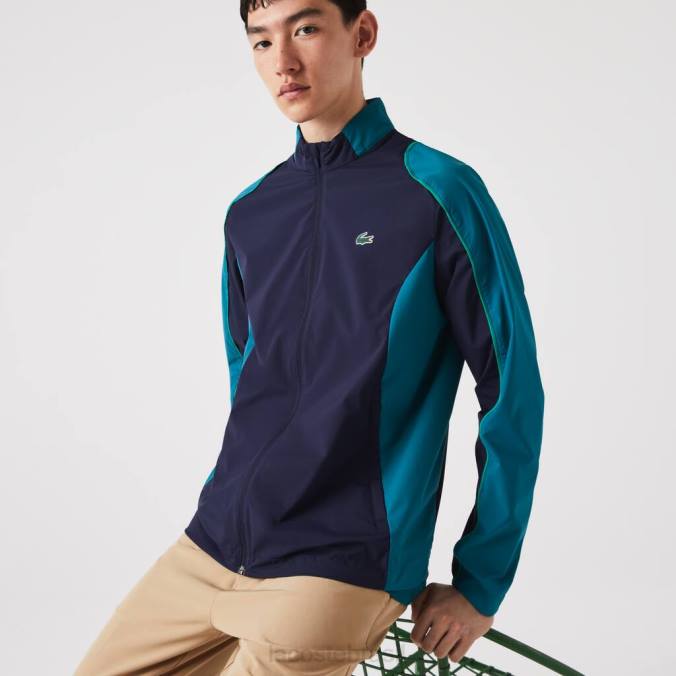 Lacoste homens jaqueta esportiva embalável para golfe azul marinho/verde P2PX1277 roupas