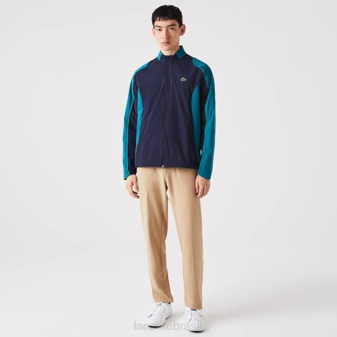 Lacoste homens jaqueta esportiva embalável para golfe azul marinho/verde P2PX1277 roupas