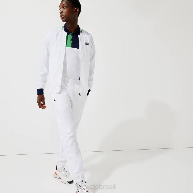 Lacoste homens jaqueta esportiva leve e resistente à água branco/azul marinho/branco/verde P2PX1321 roupas