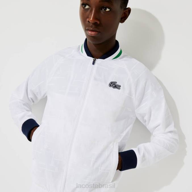 Lacoste homens jaqueta esportiva leve e resistente à água branco/azul marinho/branco/verde P2PX1321 roupas