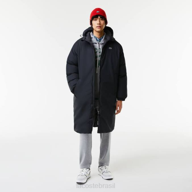 Lacoste homens jaqueta longa com inscrição de marca preto P2PX1294 roupas