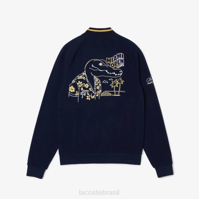 Lacoste homens jaqueta miami open croc gráfica azul marinho/amarelo P2PX1173 roupas