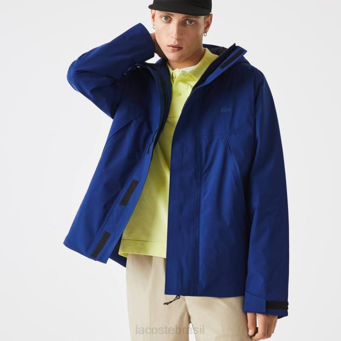 Lacoste homens parka acolchoada resistente à água azul P2PX1308 roupas
