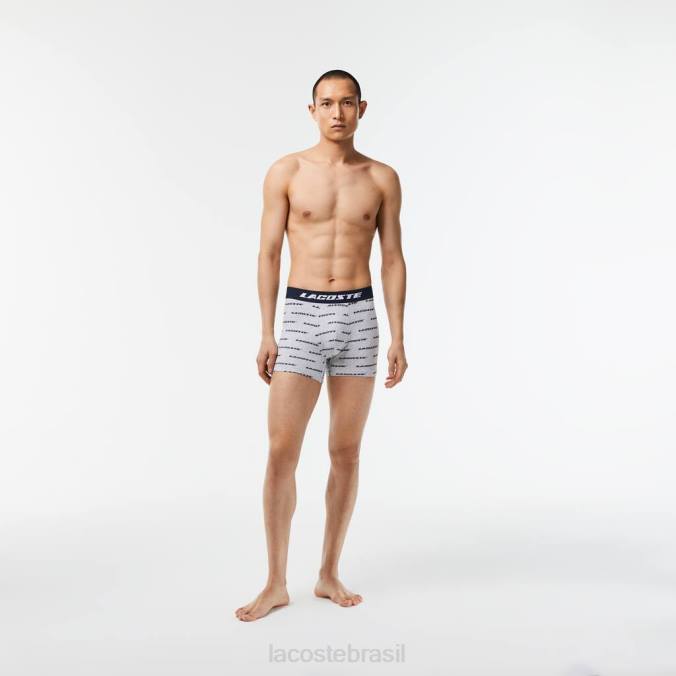 Lacoste homens Pack de 3 boxers em jersey com estampa de logo chine cinza/azul marinho P2PX446 roupas