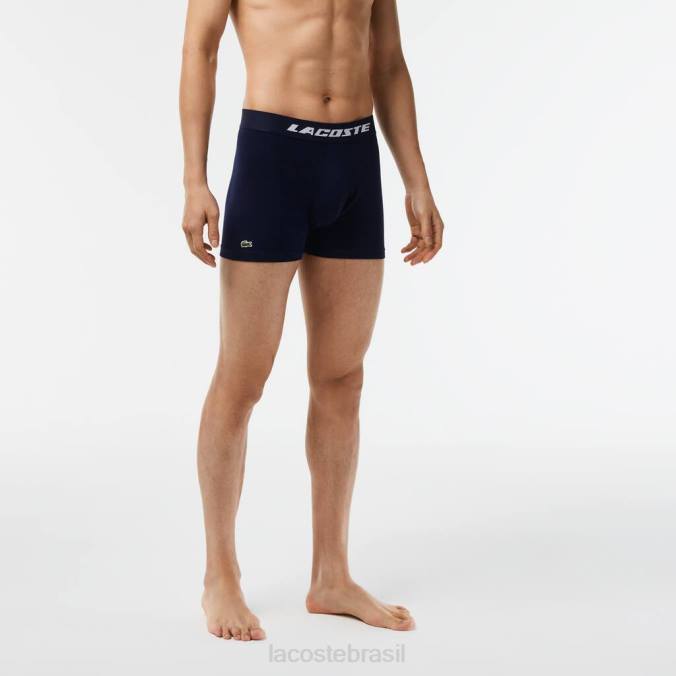 Lacoste homens Pack de 3 boxers em jersey com estampa de logo chine cinza/azul marinho P2PX446 roupas