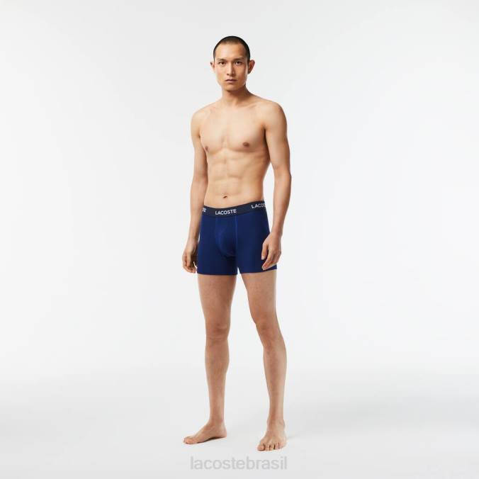 Lacoste homens Pack de 5 boxers com logo azul-marinho P2PX1398 roupas