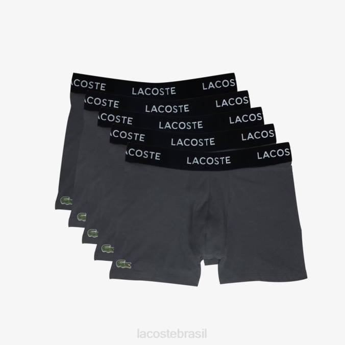 Lacoste homens Pack de 5 boxers com logo cinza P2PX1400 roupas