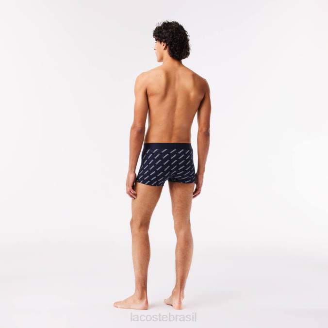 Lacoste homens baú de algodão elástico, pacote com 3 chine azul marinho/branco/cinza P2PX1430 roupas