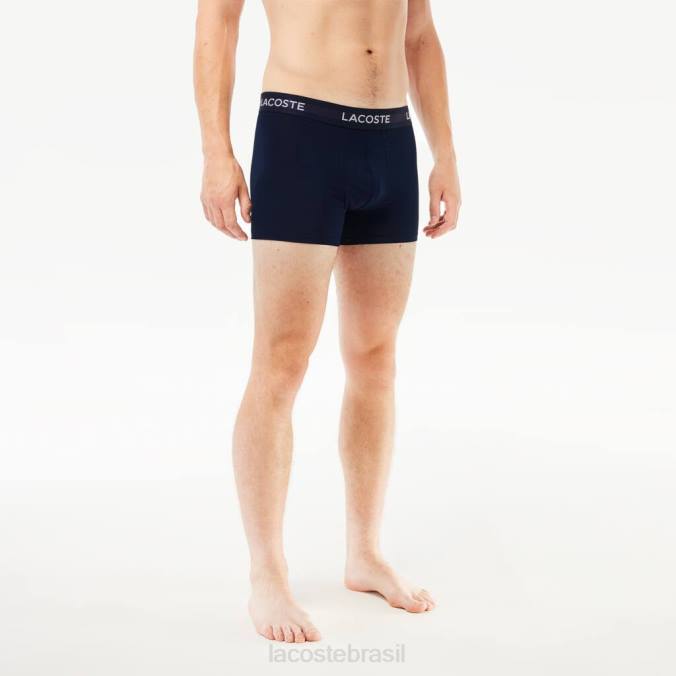 Lacoste homens baú em microfibra pacote com 3 azul marinho/branco/vermelho P2PX1462 roupas