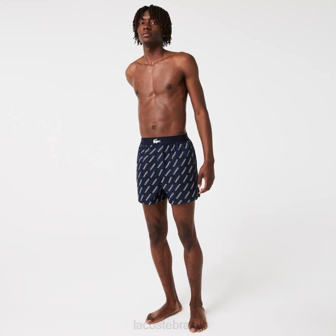Lacoste homens boxer de algodão ultramacio pacote com 3 azul marinho/azul P2PX1578 roupas