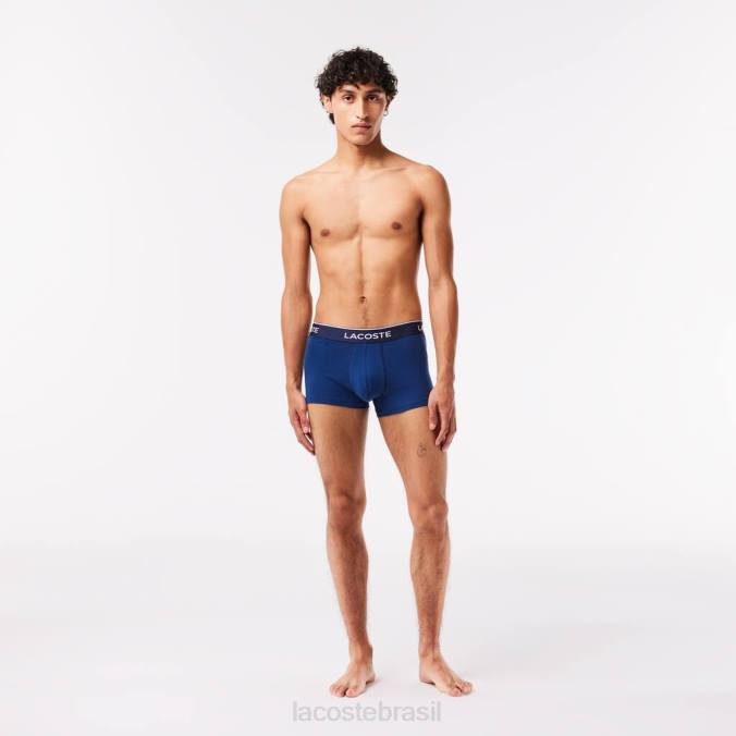 Lacoste homens cueca boxer casual pacote com 3 azul marinho/vermelho P2PX1610 roupas