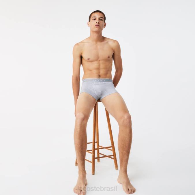 Lacoste homens cueca boxer casual pacote com 3 chine preto/branco/cinza P2PX1372 roupas