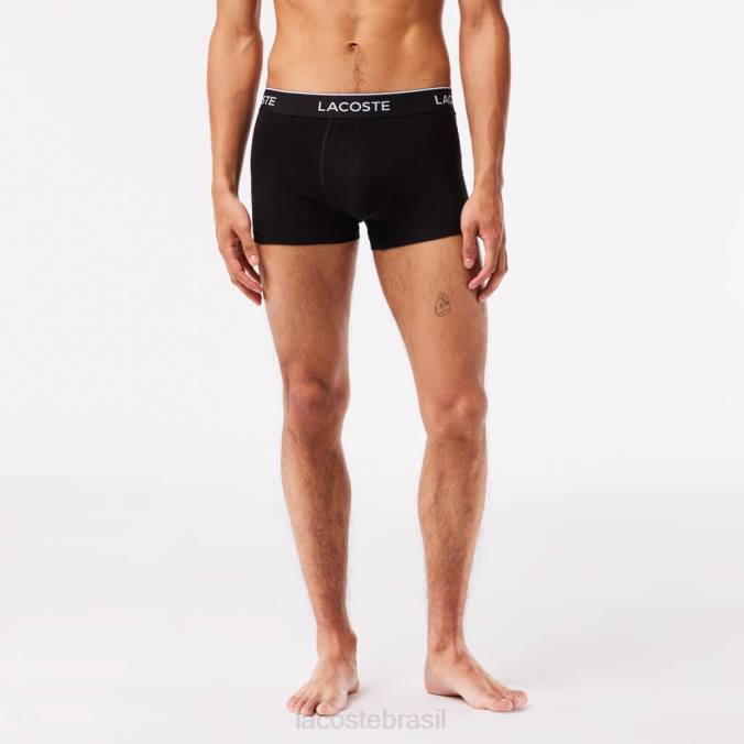 Lacoste homens cueca boxer casual pacote com 3 preto P2PX484 roupas