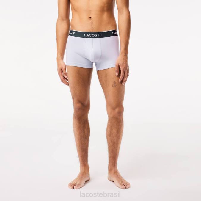 Lacoste homens cueca boxer casual pacote com 3 roxo/azul marinho/cinza chine P2PX482 roupas