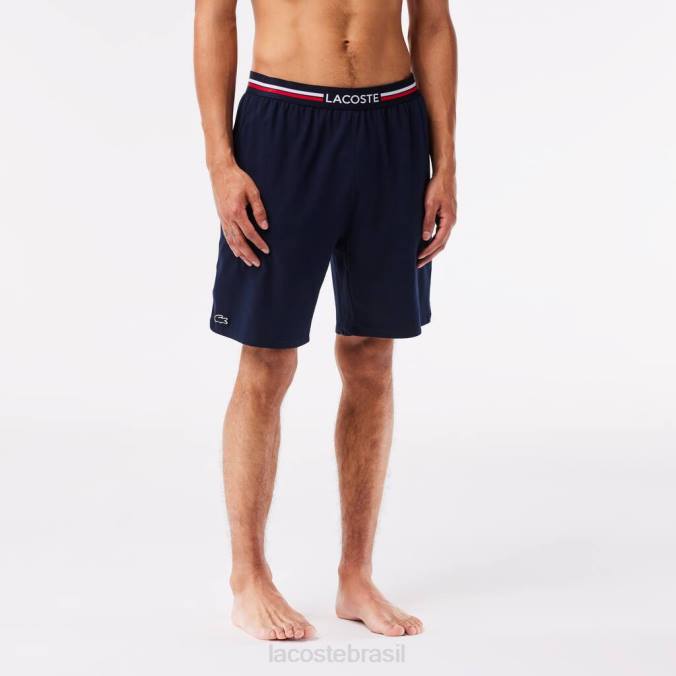 Lacoste homens cueca boxer longa com cintura listrada azul-marinho P2PX1376 roupas