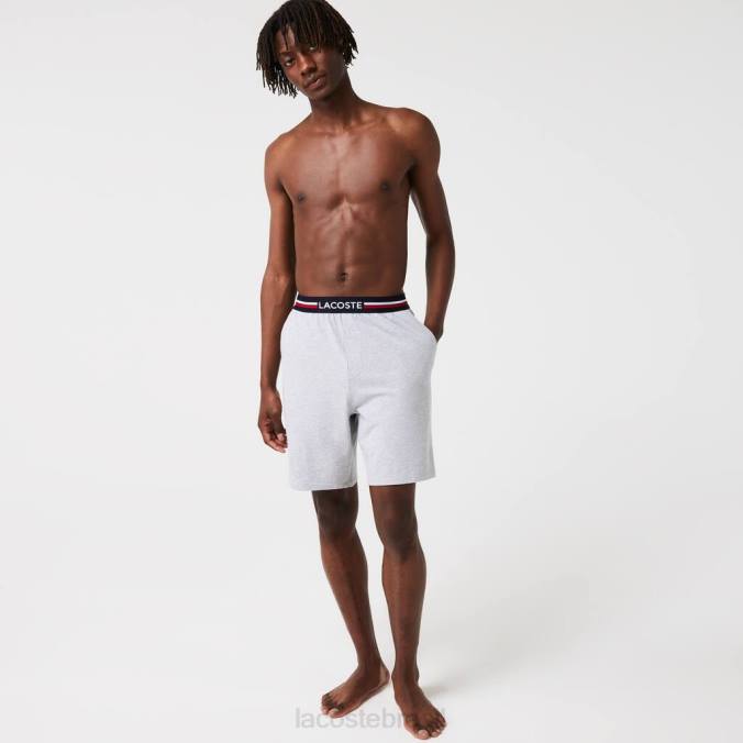 Lacoste homens cueca boxer longa com cintura listrada chino cinza P2PX1375 roupas
