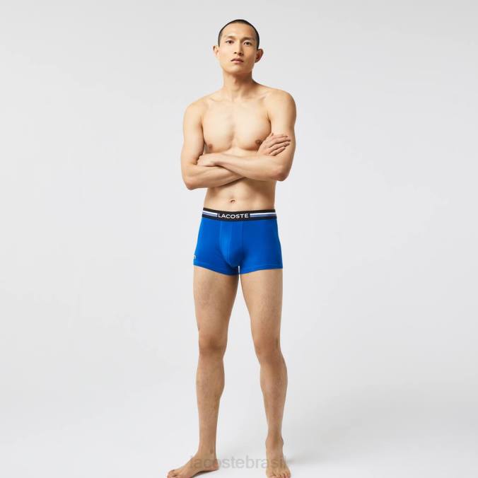 Lacoste homens icônico baú com cós em três tons, pacote com 3 chine cinza/verde cáqui/azul P2PX1348 roupas