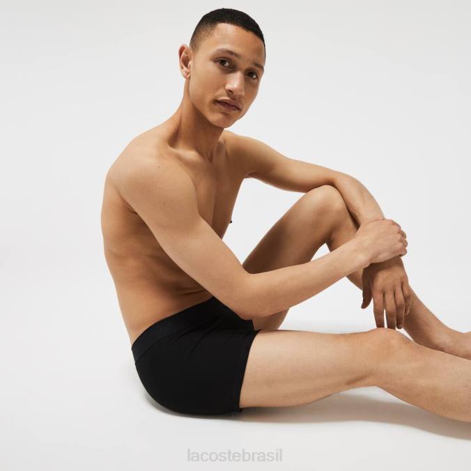 Lacoste homens l.12.12 cueca boxer em piquê, pacote com 2 chinelo preto/cinza P2PX1616 roupas