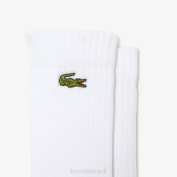 Lacoste homens meias esportivas de corte alto, pacote com 3 branco P2PX538 roupas