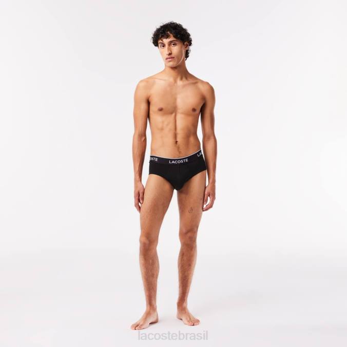 Lacoste homens pacote de 3 cuecas casuais preto P2PX1421 roupas