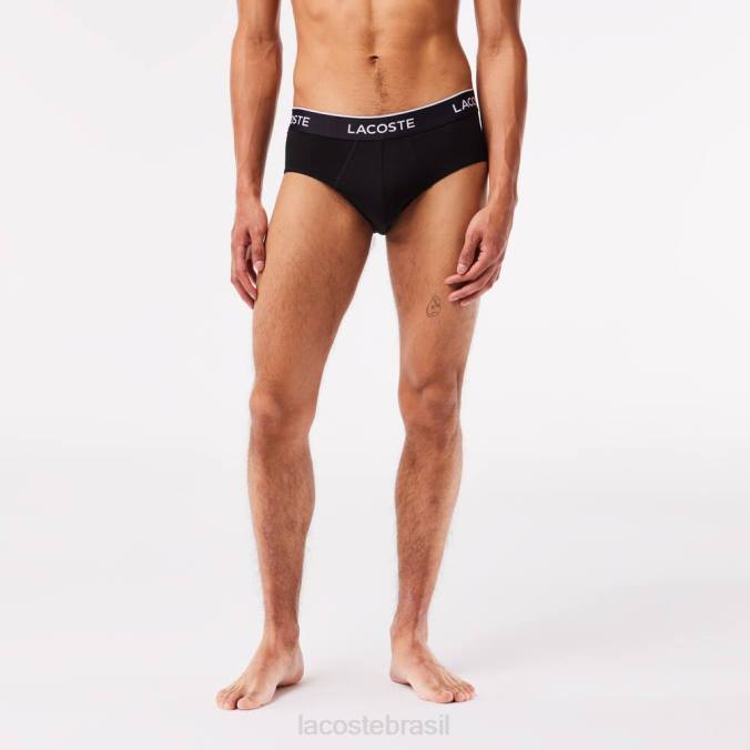 Lacoste homens pacote de 3 cuecas casuais preto P2PX1421 roupas
