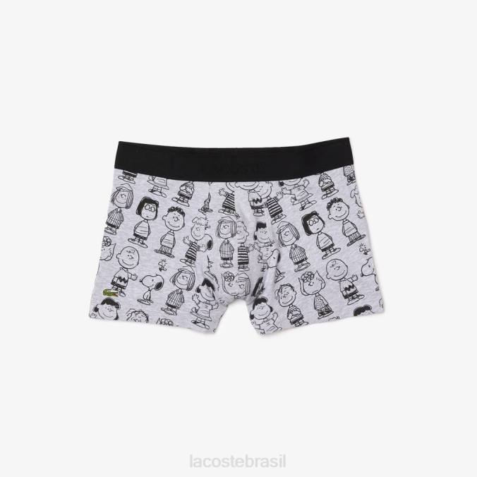 Lacoste x Peanuts homens cueca boxer longa de algodão orgânico chino cinza P2PX1638 roupas