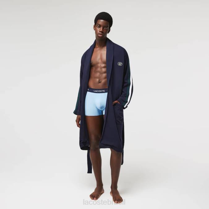 Lacoste homens Robe de piquê de algodão com emblemas texturizados inspirado no esporte azul-marinho P2PX1401 roupas
