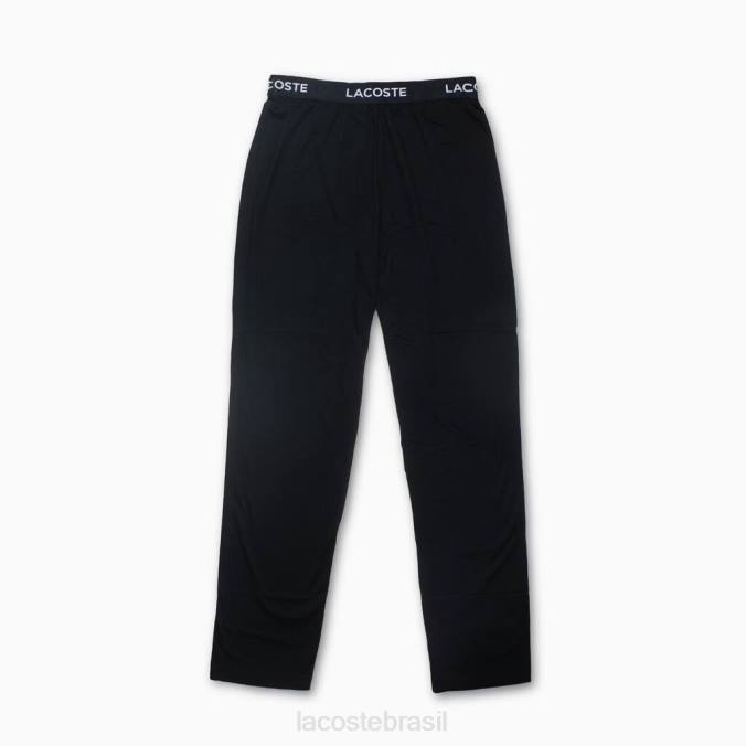 Lacoste homens calça de pijama em jersey de algodão ultramacio preto P2PX555 roupas