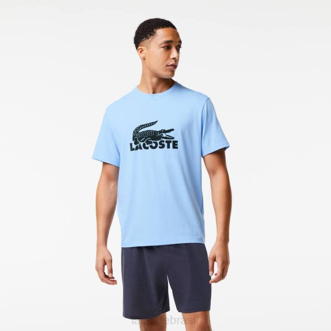 Lacoste homens conjunto de pijama curto com logotipo de veludo azul/verde cáqui/cinza escuro P2PX1622 roupas