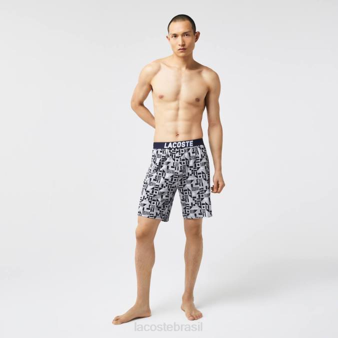 Lacoste homens pijama com estampa gráfica chine branco/azul marinho/cinza P2PX1511 roupas
